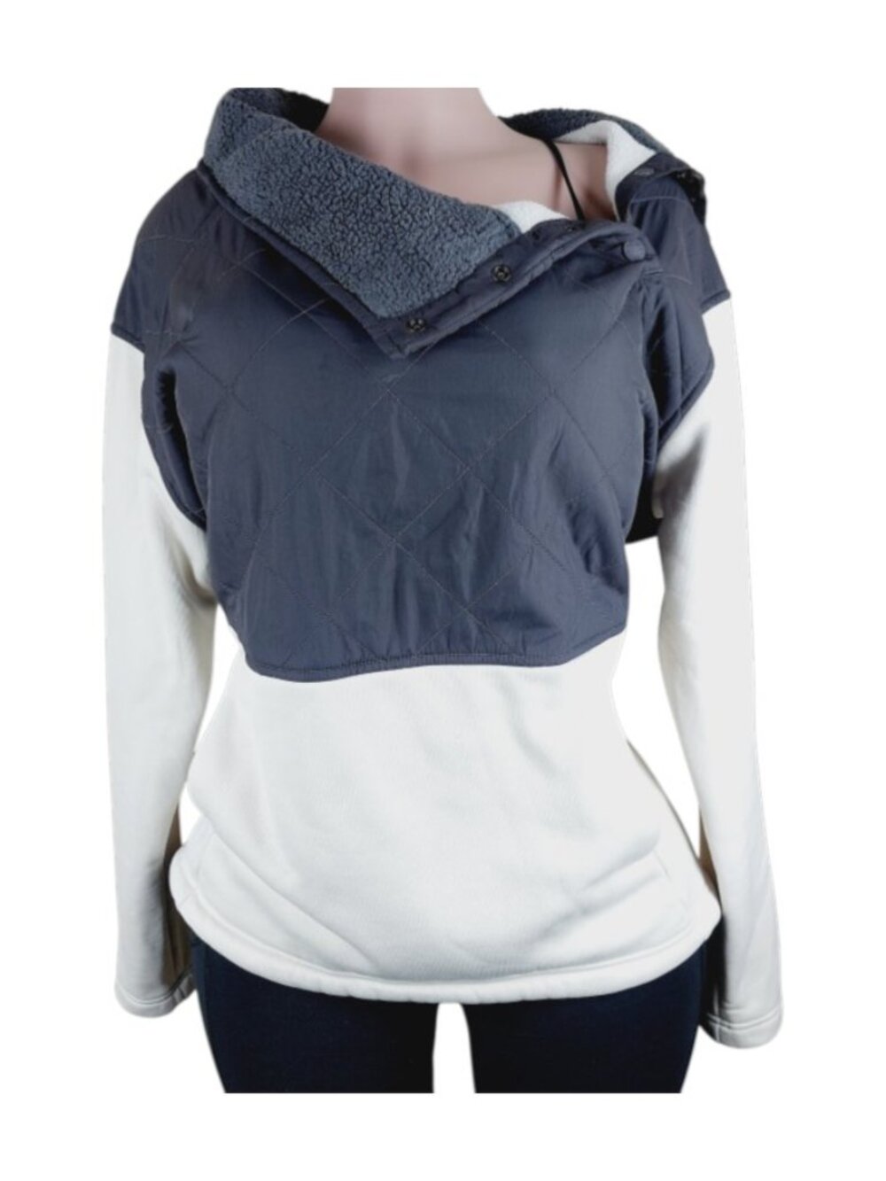The North Face Women's Black White Rosie Sherpa Fleece Pullover Basic Jacket XL